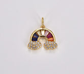 18K Gold Filled Colorful Baguette CZ Rainbow Charm, Rainbow Pendant, DIY Fashion Jewelry Pendant Add on Necklace Bracelet Earring, CP1755